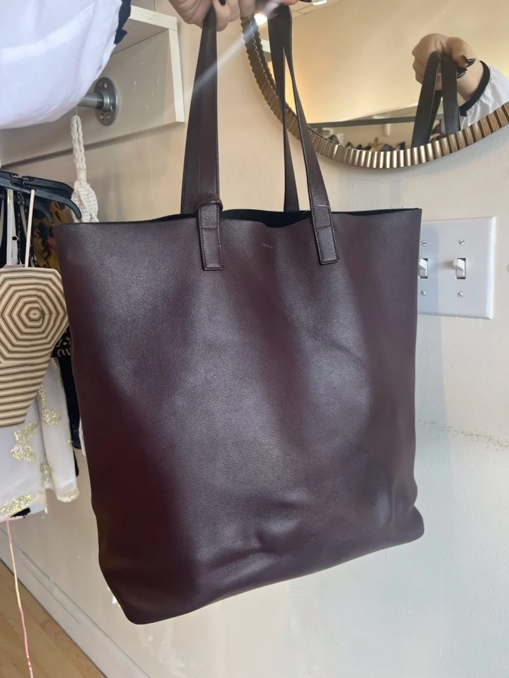 Saint Laurent Large Brownish/Redish Leather Tote - Picture 2 of 9